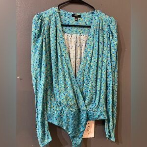 AFRM Blue Floral Bodysuit